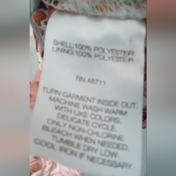 Elegant Floral Wrap Blouse - Soft Green and Pink - Picture 3 of 4